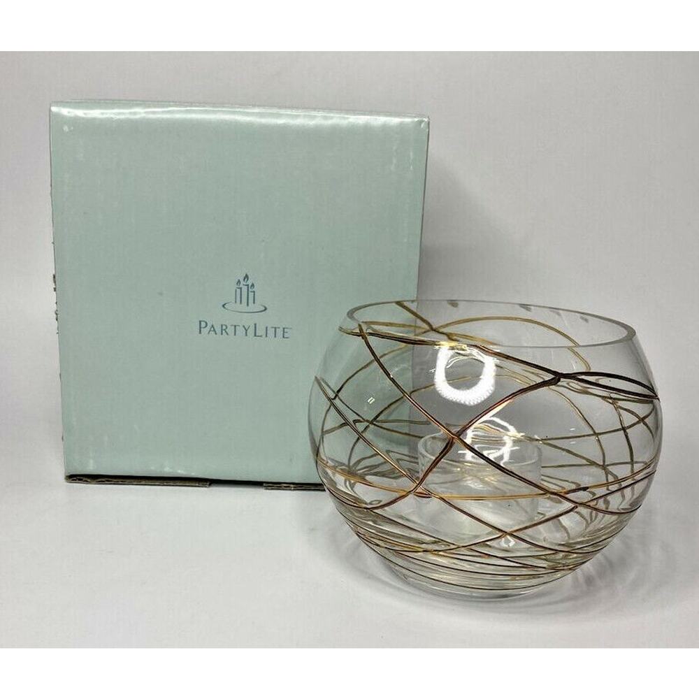 PartyLite Calypso Gold Tealight Holder Retired NIB P16B/P7116